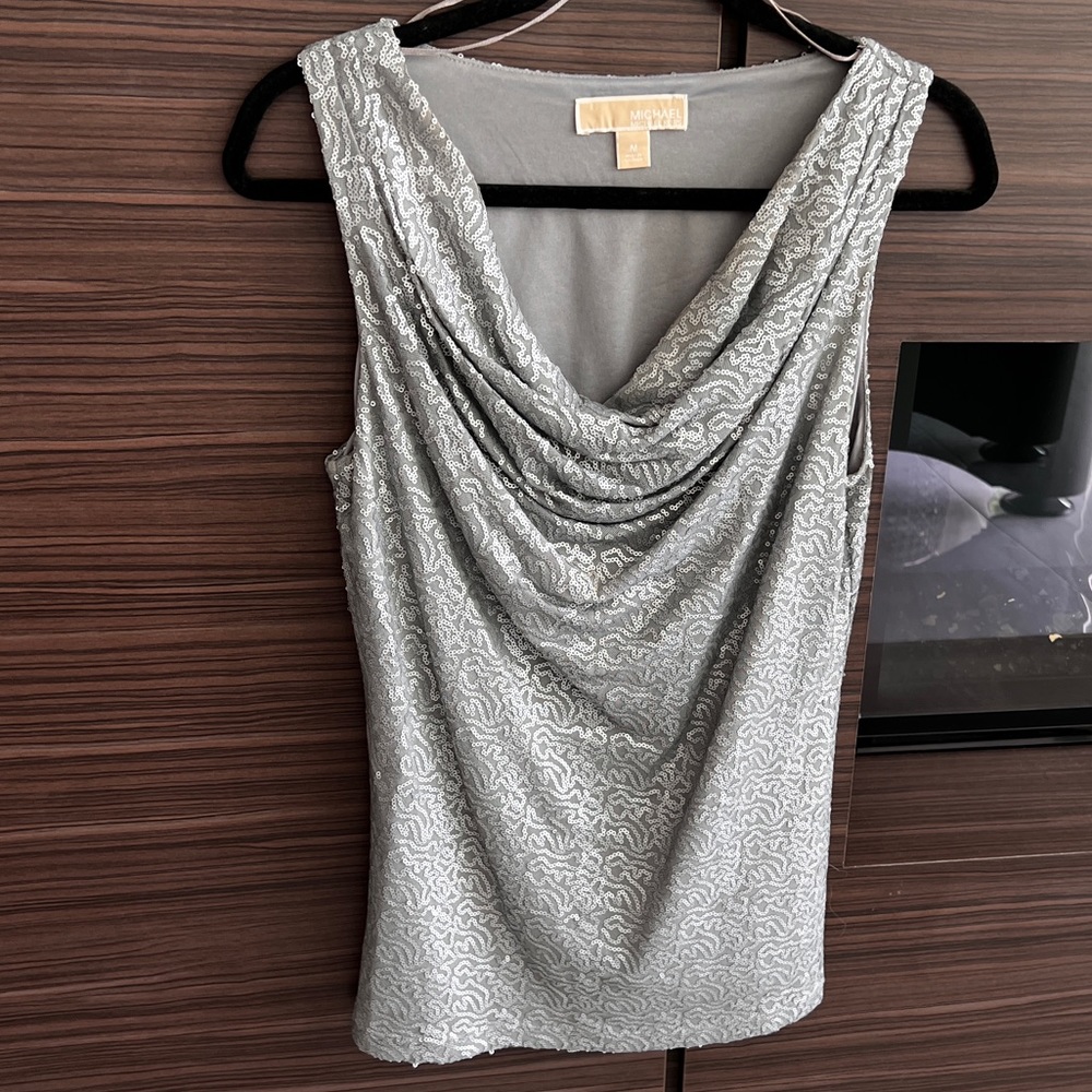 Michael Kors Silver Sequin Top